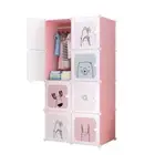 NNEAGS 8 Cubes Pink Portable Wardrobe Divide-Grid Modular Storage Organiser Fold