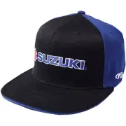 Factory Effex Team Suzuki Flat Bill Flexfit Hat (Black / Blue) Choose Size