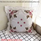 Embroidered Throw Pillow Covers Square Pillowslips Sofa Home Farmhouse