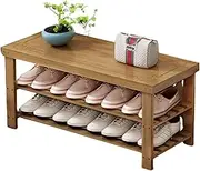Leona Co 3 Tier Bamboo Shoe Rack Bench, Sturdy Shoe Organizer, Storage Shoe Shelf, Holds up to 100kg for Entryway Bedroom Living Room Balcony