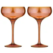2pc Tempa Verity Drinking Crystal Stemware Coupe Glass Home/Barware Set Amber