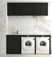 1960*600*2100mm Otti Hampshire Matt Black Moisture Resistant Plywood Laundry Kit