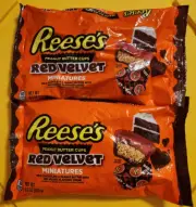 2x Reese's Miniatures Red Velvet Flavored Peanut Butter Cups 9.3oz Bag BB 10/25