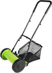 12 inch Manual Push Reel Lawn Mower with 23L Collection Bag, Adjustable Push Lawn Sweeper Grass Catcher Outdoor Power Tools, 5 Blades, for Leaves, Grass, Sidewalks, Driveways