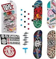 TECH DECK, Ultra DLX Fingerboard 4-Pack, Element Skateboards, Collectible and Customizable Mini Skateboards, Multicolor