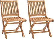 VRAXO Folding Garden Chairs 2 pcs Solid Teak Wood -15.23KG,315105