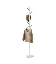 Modern White Coat Rack with Six Hooks Slim Design Home Entryway Storage