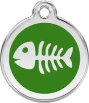 Red Dingo Enamel Fish Bone Tag - Green - Lifetime Guarantee - Cat, Dog, Pet ID T