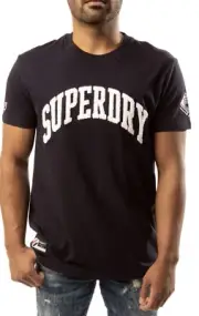 SUPERDRY Sz M Varsity Arch Mono Tee Deep Navy Blue T-Shirt Japan 100% AUTHENTIC