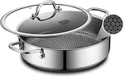 SNOWCLAD Saute Pan,Hybrid Non Stick 5 Quart Everyday pan,Chicken Fryer, PFOA Free Cookware,12 inch Deep Frying Pans with Lid,Dishwasher and Oven Safe,Works on Induction,Ceramic and Gas Cooktops