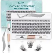 Tinure Lash Extension Kit-Individual Lashes with Bond and Seal-120 Lash Clust...