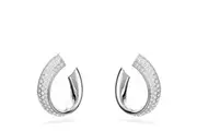 Exist hoop earrings-Small, White, Rhodium plated
