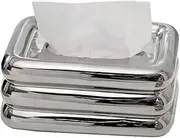 Pretty Ceramic Tissue Box Cover Rectangular Tissue Box Holder Desktop Tissue Box Dispenser Silver Paper Cover Case Decorative Practical