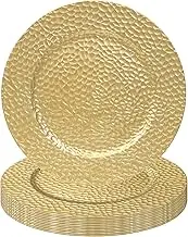 MAONAME 13" Gold Charger Plates Set of 12, Bubble Plastic Plate Chargers, Decorative Chargers for Dinner Plates, Round Charger for Wedding, Party
