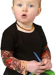 [Wild Rose] Baby Boy Girl Tattoo Sleeve Shirt, Sunflower Sugar Skull, Black