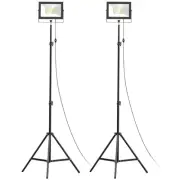 Rechargeable Led Work Light with Stand: 2 Set 22000 Lumen 200W Led Tripod Wor...