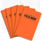 Field Notebook/Pocket Journal - 3.5"X5.5" - Orange - Graph Memo Book - Pack of 5