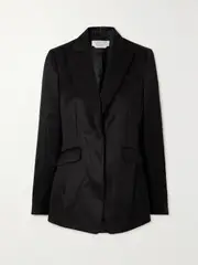 [Gabriela Hearst] Gabriela Hearst - + Net Sustain Serge Embellished Organic Wool And Silk-blend Satin Blazer - Black - IT44 IT 44 Black
