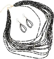[SAFIGLE] Rice Bead Necklace Earrings Creative Earrings Necklace Kit Jewelry Kit Multilayer Beads Necklace Fashion Necklace Boho Beads Boho Earrings Boho Necklaces Beads Earring