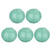 5 Pcs 8" Paper Lanterns Round Hanging Chinese/Japanese Lantern Decor Dark Green
