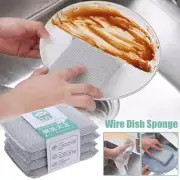 4PCS Steel Wire Dishwashing Sponge Sponge Wipe Household Pad Scouring New~