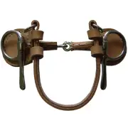 Horse Bit Half Spoon Snaffle In Leather 5 Inch Harness Racing