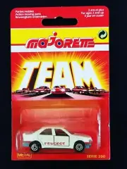Majorette Peugeot 405 MI 16 / #218 / Rare White w/ Red Peugeot Tampo on Doors