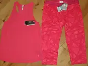 Under Armour coral tank top & patterned capris cropped leggings NWT girls XL YXL