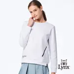 【LYNX GOLF】首爾高桿風格!女款雙面組織布吸排口袋下擺開杈大學T長袖圓領POLO衫/高爾夫球衫-白色