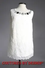 St John Knits Silk Lace Crystal Tank Top Shell Cream Sz Large NWT MSRP $995