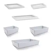 10 x White Disposable Catering Grazing Boxes Trays With Clear Frame Lids