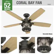 Hunter 52" Coral Bay Outdoor Ceiling Fan w/ LED Light & Remote Rustic Farmhouse