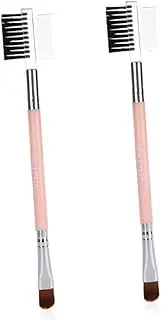 HONMEET 2pcs/Kit Double Sided Eye Shadow Eyebrow Makeup Brush Portable Cosmetics Brush Tool for Women Boys and Girls Travel Natural Bristles Long Lasting Easy to Clean
