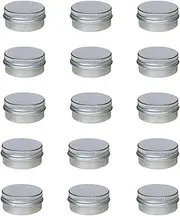15 Pcs Screw Top Round Aluminum Tin Cans Silver Round Cosmetic Jars Aluminium Empty Containers for Lip Balm Cosmetic Make Up Eye Shadow Tea