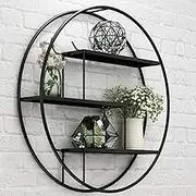 Wall Shelf Simple Circular Shelf, Black Metal Wall Mounted Floating Shelves Home Living Room Decoration for Kitchen Storage Shelves Wall Shelving Unit (Size : 80cm)