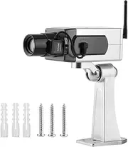 Zerone Bullet Dummy Camera, Fake Bullet CCTV Waterproof Auto Rotation Movement Security Camera Surveillance System with Realistic Look Flashing LED for Indoor & Outdoor