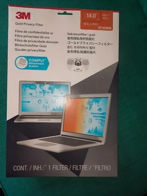 Gold Frameless Privacy Filter for 14" Widescreen Laptop, 16:9 Aspect Ratio