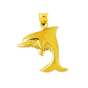 14K Gold 16MM Dolphin Pendant