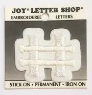 JOY LETTER SHOP Embroidered Iron On Applique - WHITE '#' (HASHTAG)