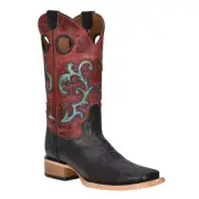 L5909 Circle G Corral Ladies Square Toe Cowboy Boot Black w/Red Turquoise NEW