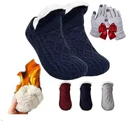 [OFUCAB] Indoor Non-Slip Thermal Socks,Admissioni Thermal Socks,Non-Slip Warm Indoor Slippers Socks,Fleece-Lined For Indoor Sports