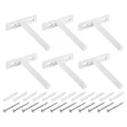 6Pcs 4 Inch Wall Mounting Floating Shelf Bracket Blind Shelf Support, White