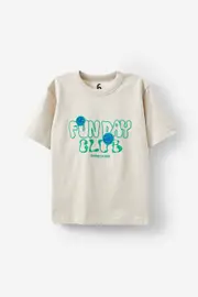 [Cotton On Kids] Cotton On Kids - Jonny Short Sleeve Graphic Print Tee - Rainy day/island green fun day club 3 RAINY DAY/ISLAND GREEN FUN DAY CLUB