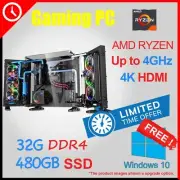 AMD R5 CPU Computer 32g RAM 2TB Home Office & Gaming Desktop PC Win11 pro S