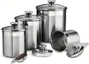 8 Piece Tramontina 80204/527DS Gourmet Stainless Steel Canister and Scoops Set,