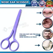 FACIAL Mustache Nose Ear Hair Remover Scissors Trimmer w/ Safety Tips PURPLE