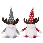 2x 30cm Christmas LED Light Up Faceless Santa Dolls Toys Deer Hat Home Ornament
