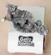 Pewter DRAGON with GEM by GALLO, vintage 1990s, new in box