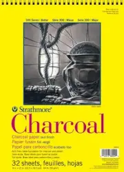 Strathmore 300 Series Charcoal Paper Pad, Top Wire Bound, 9x12 inches, 32 Sheets
