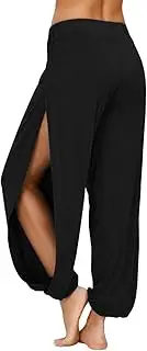 [PACBREEZE] Women's Yoga Harem Pants Side Slit Joggers Active Workout Sweatpants Beach Cover-up Pants